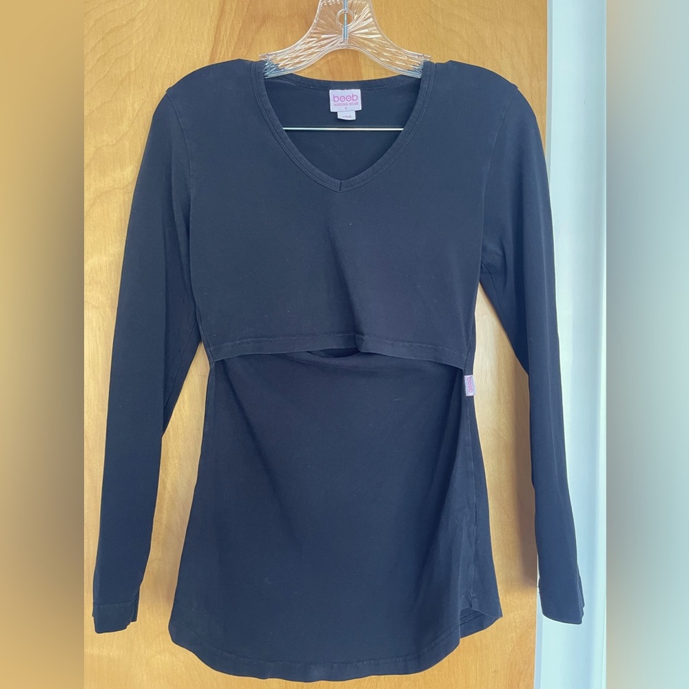 Black, long sleeve, Boob Design nursing shirt